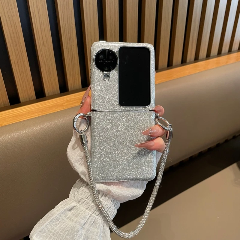 适用oppofindn3flip手机壳电镀连体内置闪粉pocket2外壳purax潮流