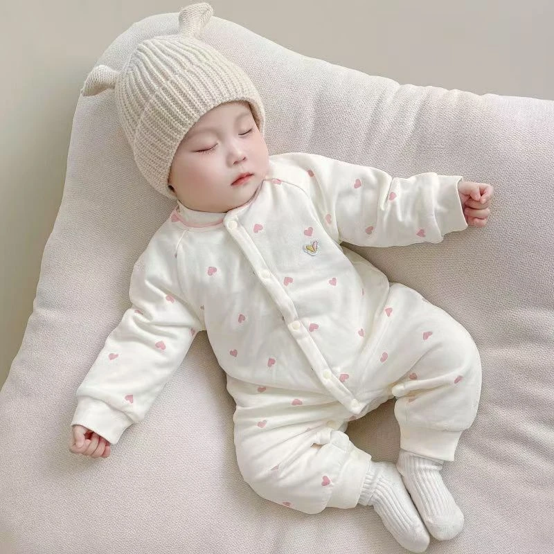 棉衣睡衣护肚长爬款长袖爬服中国风宝宝哈衣春秋