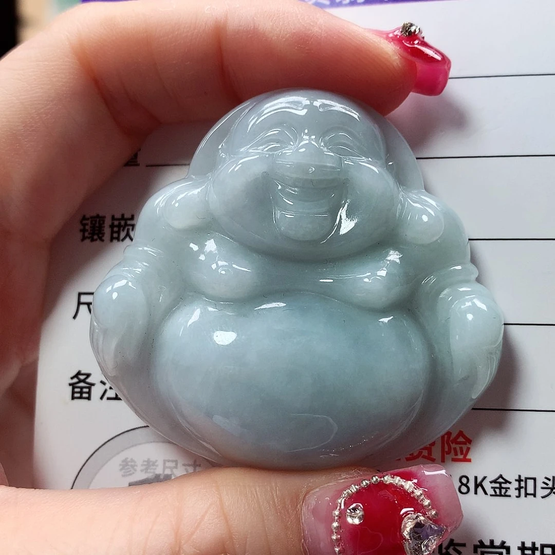 翡翠颈饰未镶嵌佛公，细纹，介意勿拍