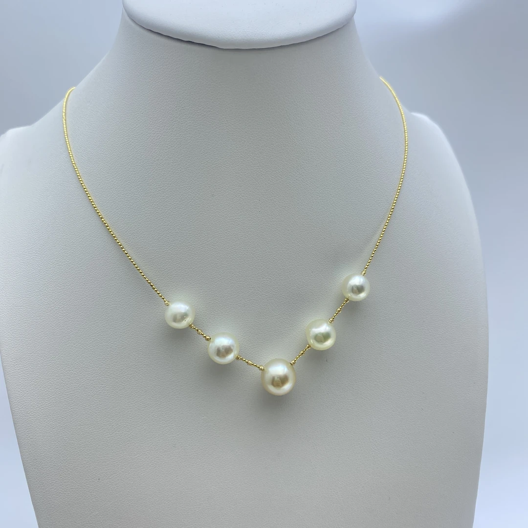 干枯玫瑰  akoya 8-11mm 18k金  V型 圣诞款 海水珍珠项圈