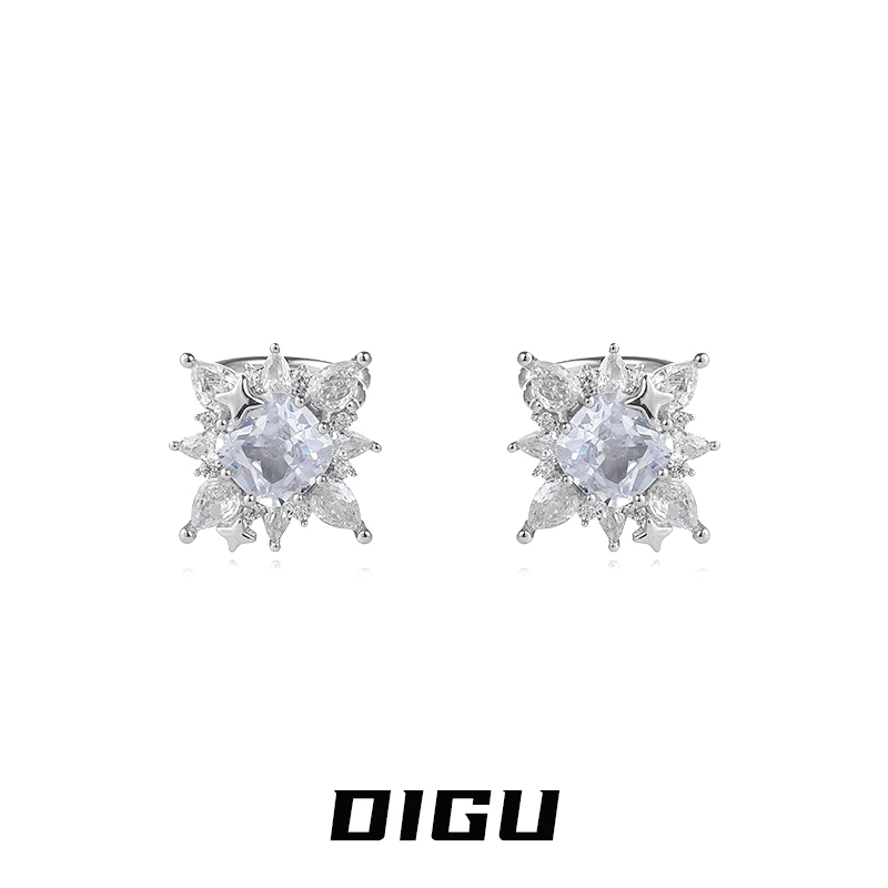 嘀咕家 铜合金耳饰 气质超闪锆石星星耳夹小众无耳洞耳骨夹耳饰
