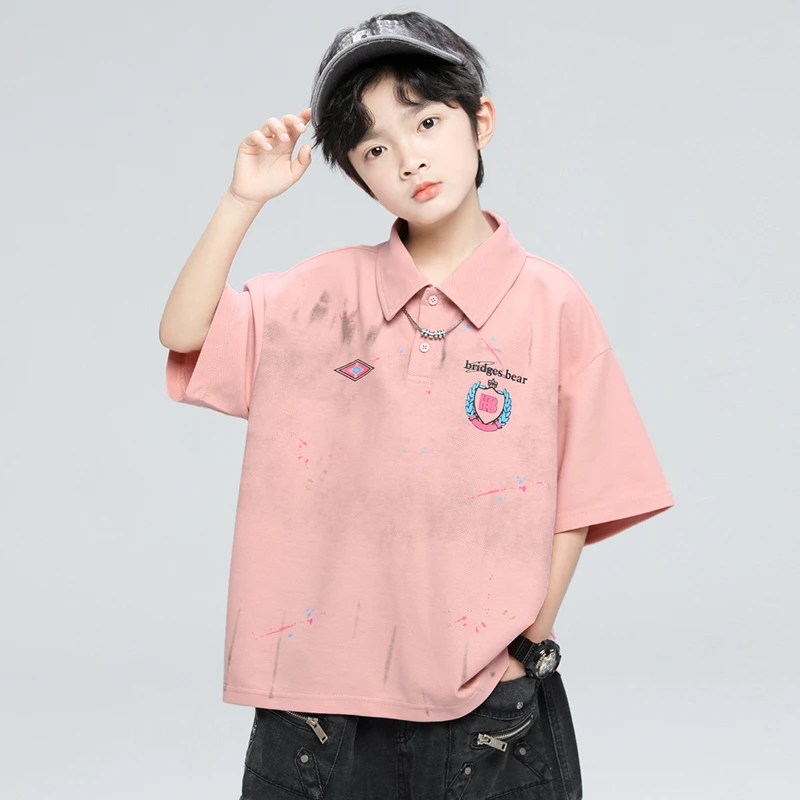 男童夏款短袖2025新款夏季POLO衫中大儿童男孩夏装宽松T恤衫B5048