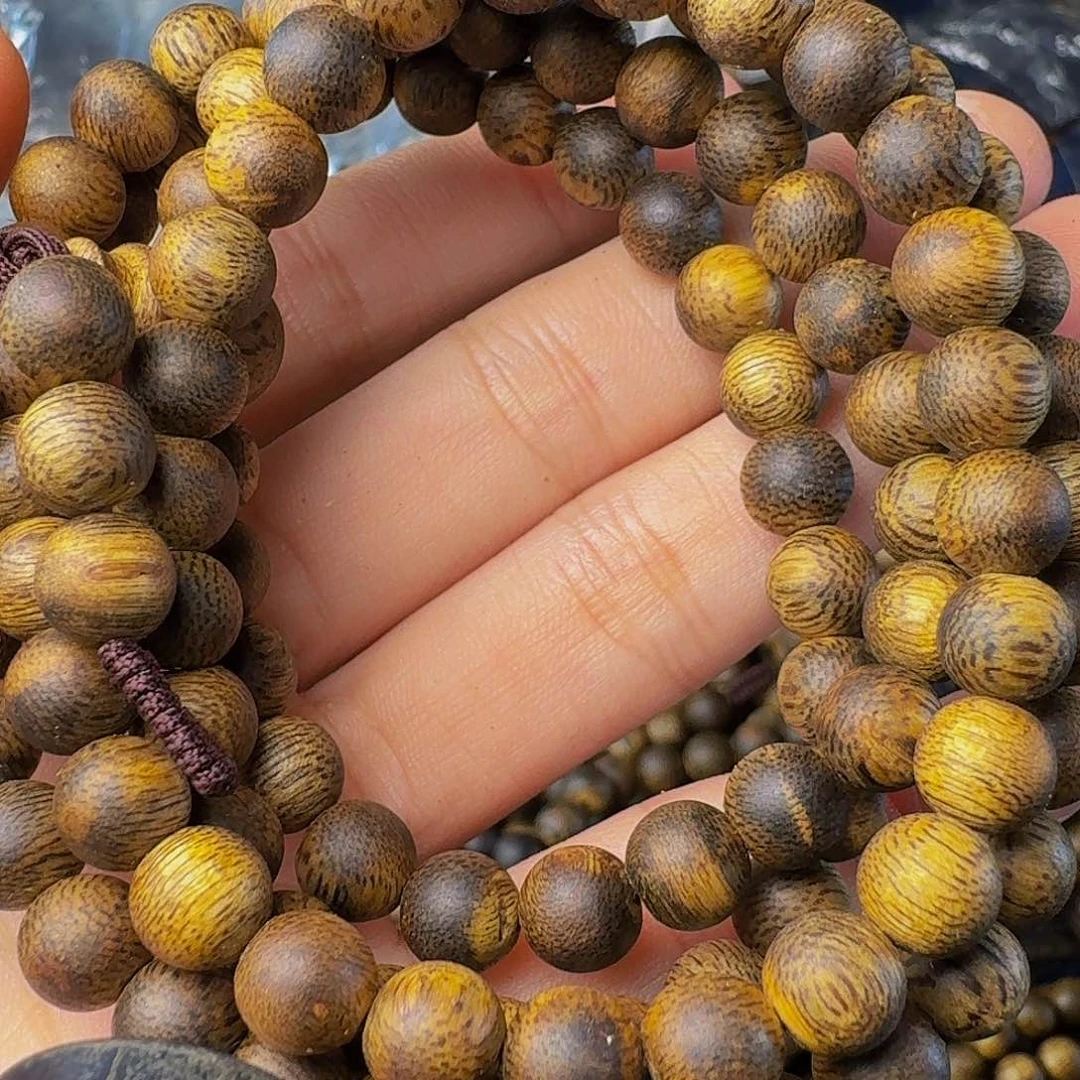 沉香手串老白棋卡七圆珠