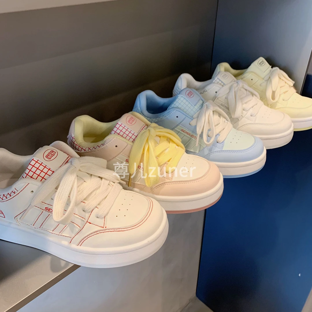 尊儿2025年早春新款皮面防水拼色百搭夏季透气春季小众学生女鞋