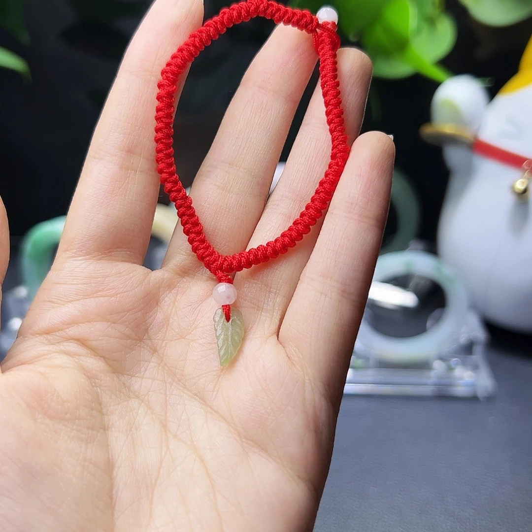 翡翠未镶嵌手绳翡翠叶子手串