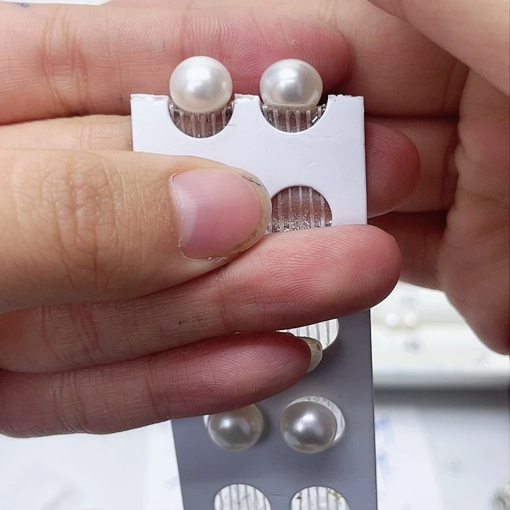 淡水珍珠耳饰银S925镶嵌葭*