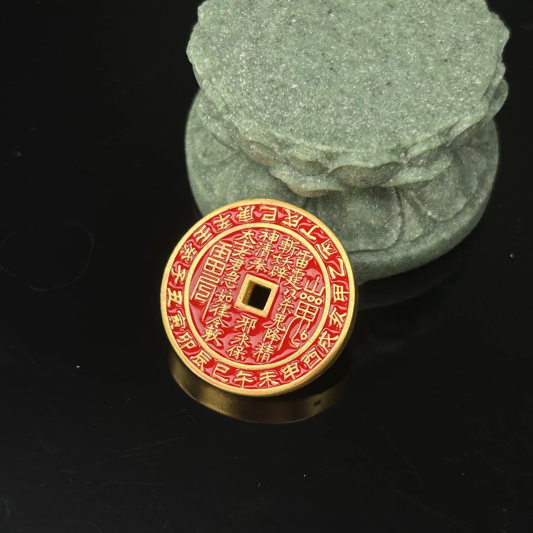 深圳水贝 足金山鬼花钱h红色吊坠古法工艺