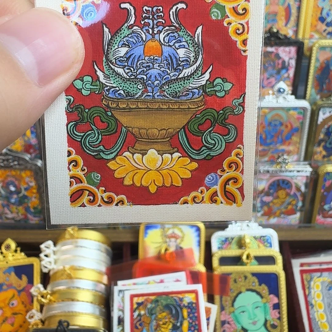 吊坠纯手绘吉祥八宝双鱼