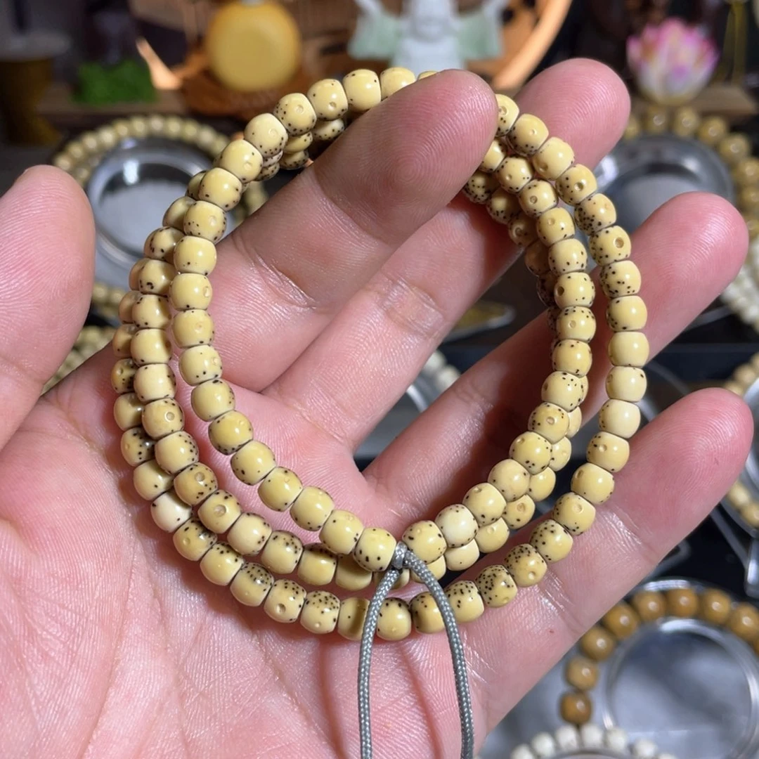 星月菩提吊坠石玉料6×5鼓珠120颗 骨瓷白