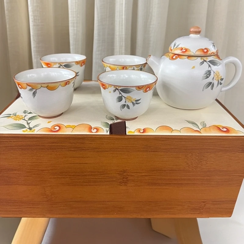 景德镇手绘创意茶具一壶一四杯送礼佳品陶瓷茶具
