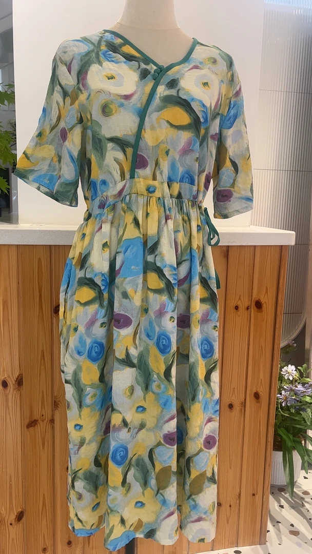 夏季小清新素款女裙碎花