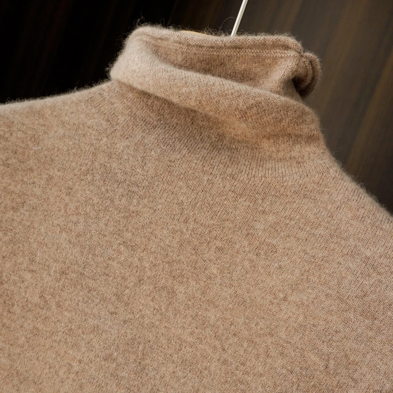 秋冬羊绒新款纯羊毛衫女内搭保暖半高领毛衣针织打底衫大码堆堆领