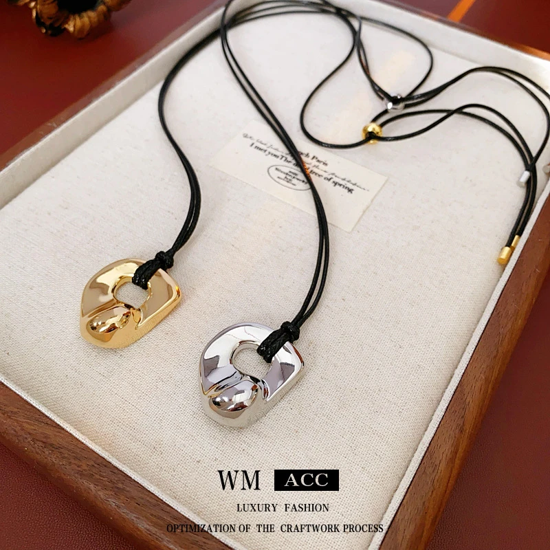 非金属树脂项链 几何不规则金属项链小众个性冷淡风可抽拉毛衣链