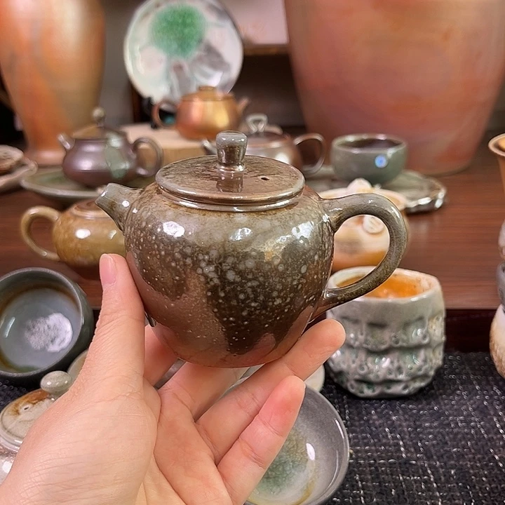 柴烧微瑕苹果精品壶