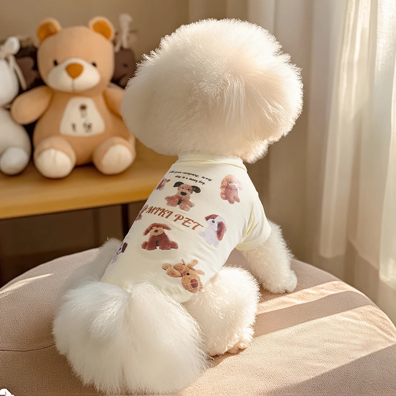 狗狗猫咪衣服夏季薄款棉t比熊泰迪雪纳瑞宠物春夏印花打底衫t恤