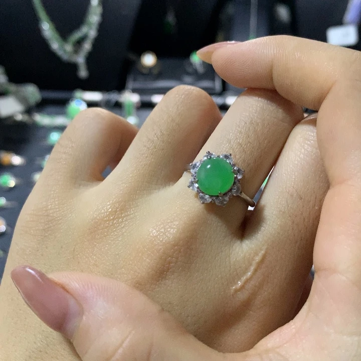 翡翠银S925镶嵌戒指