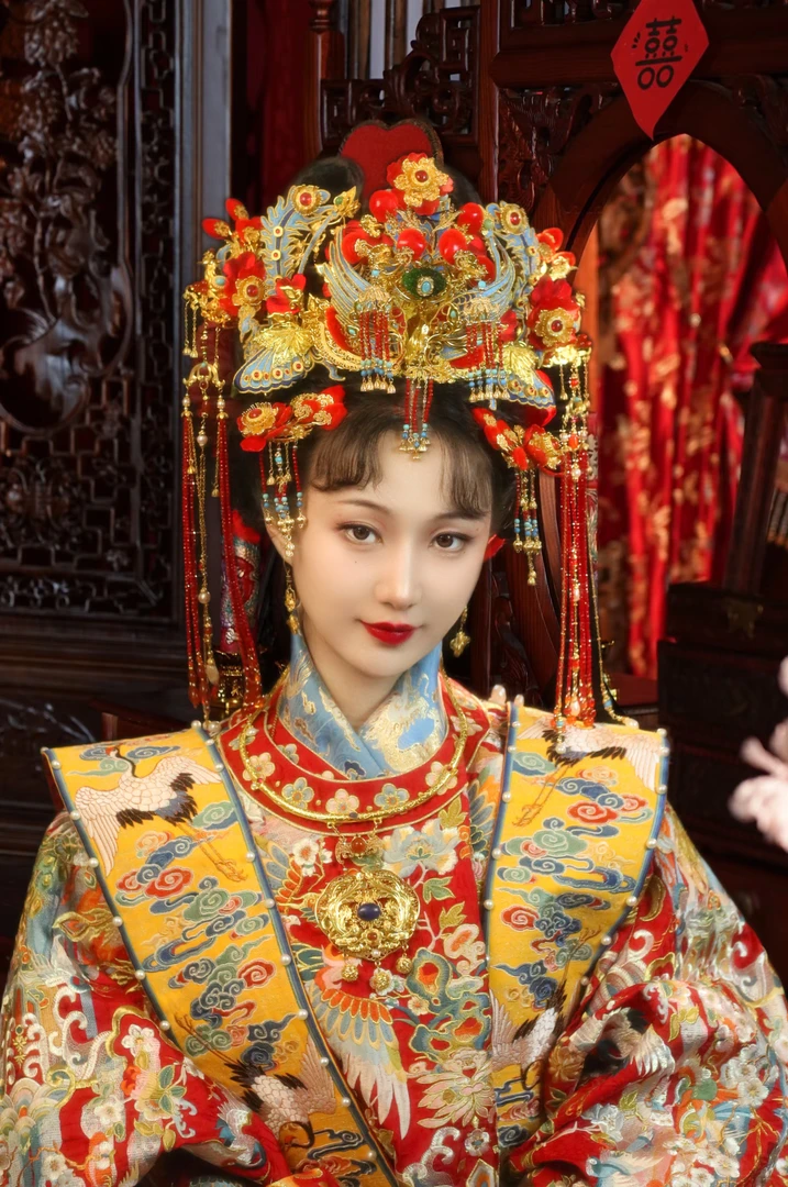 铜合金婚庆饰品 华翊堂原创婚嫁走秀汉服头饰金玉满堂套装发冠