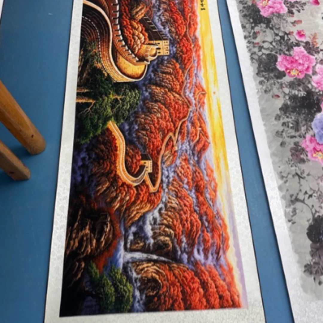 长城万里江山如画山水卷轴挂画1.8米✖️70