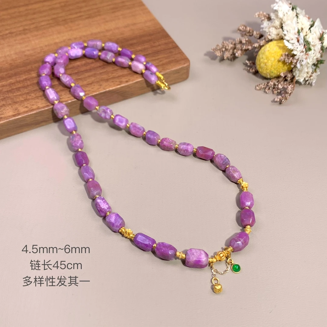 潮生石｜18K金镶嵌舒俱来钻切项链/链长45cm/多样性发其一/K00736