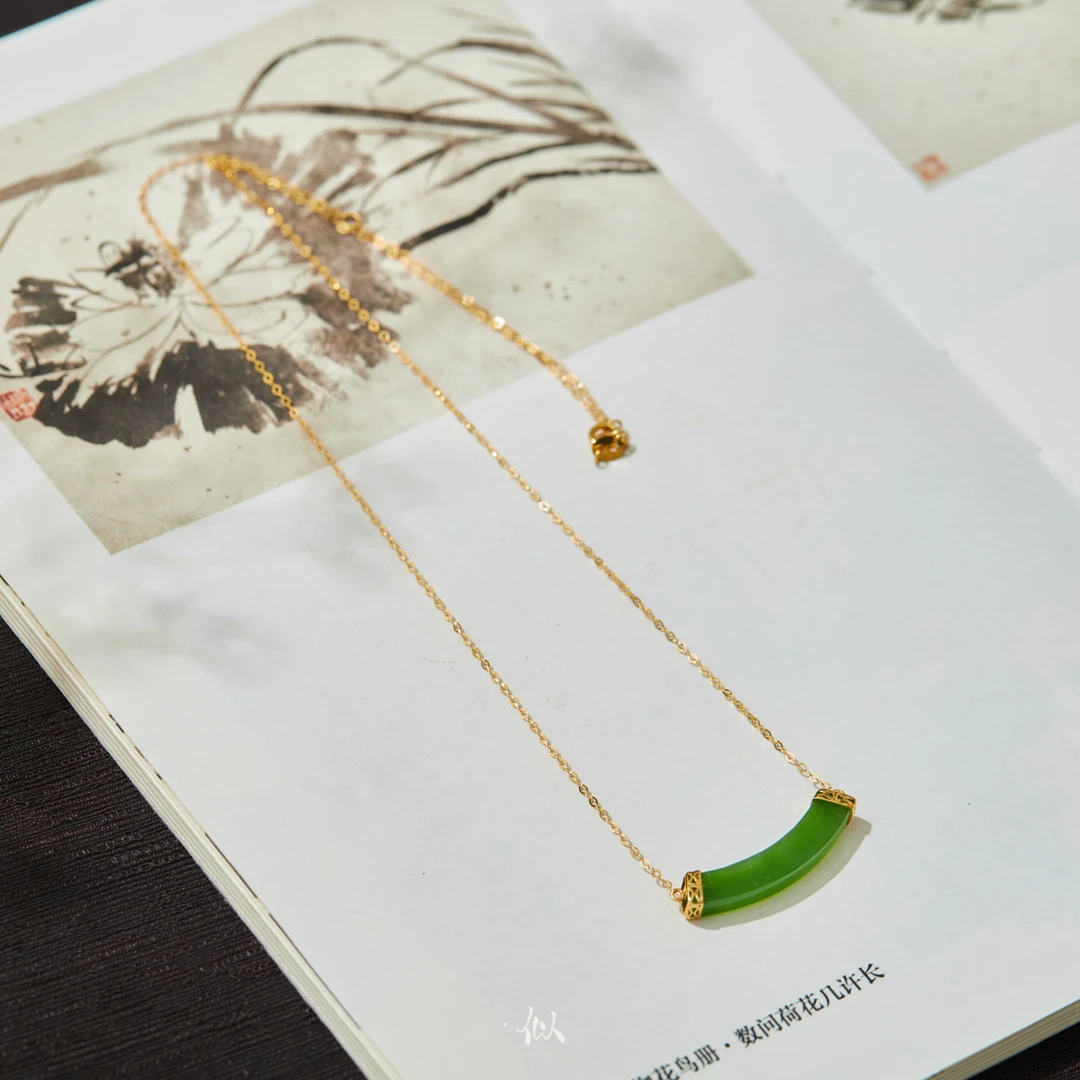 【疏晚】·似梓珠宝· 18k金碧玉微笑链 SZCC2900173