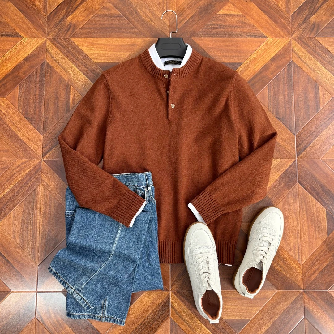 Goodsum冬季百搭毛线衣针织衫男士立领套头保暖休闲毛衣羊毛衫男