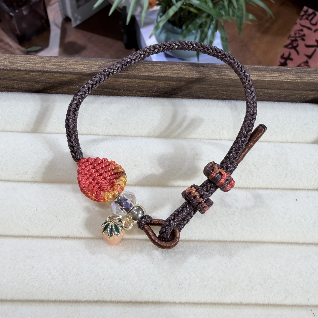 FUXI/福熙 手链 精品施华洛新款树叶草莓编织咖色绳手链WM-1289