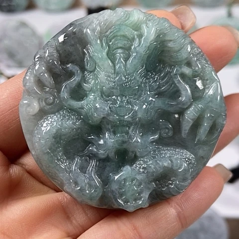 翡翠颈饰未镶嵌龙凤呈祥两面工福利