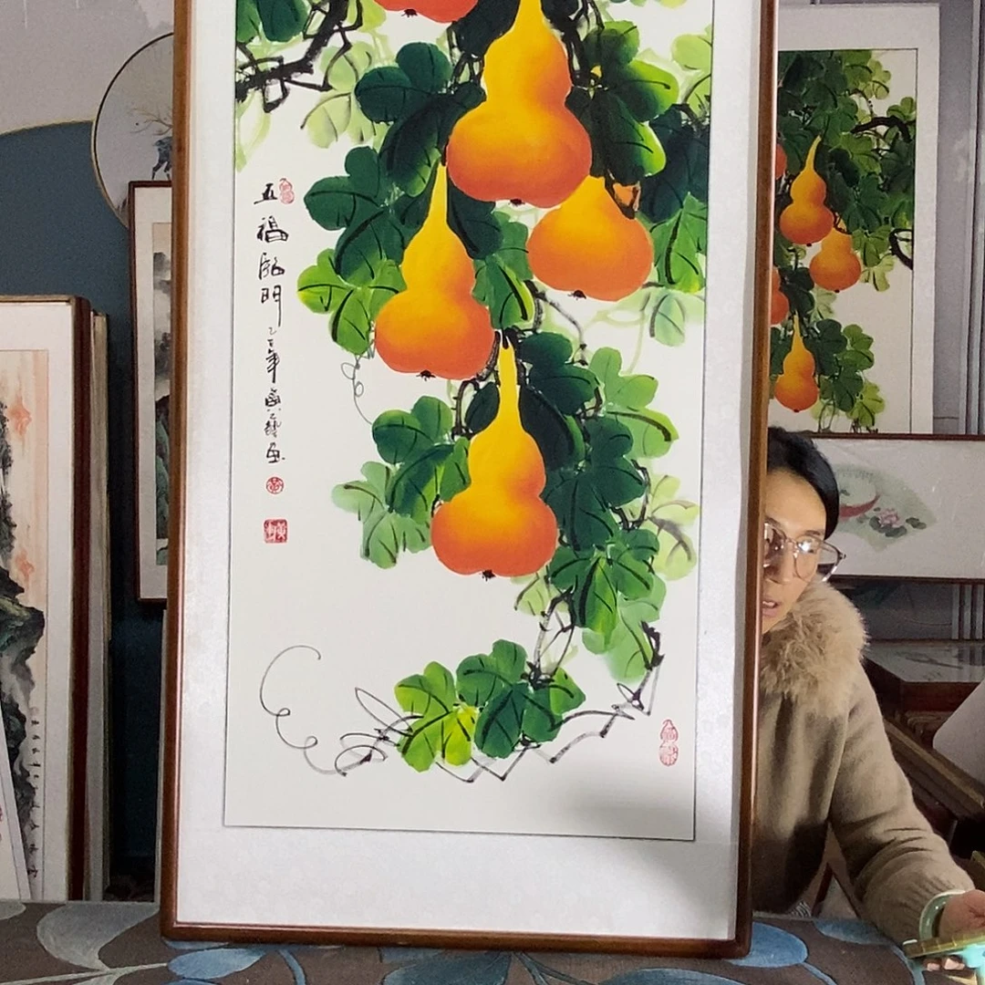 国画手写手绘带框包邮国画作品62✖️122