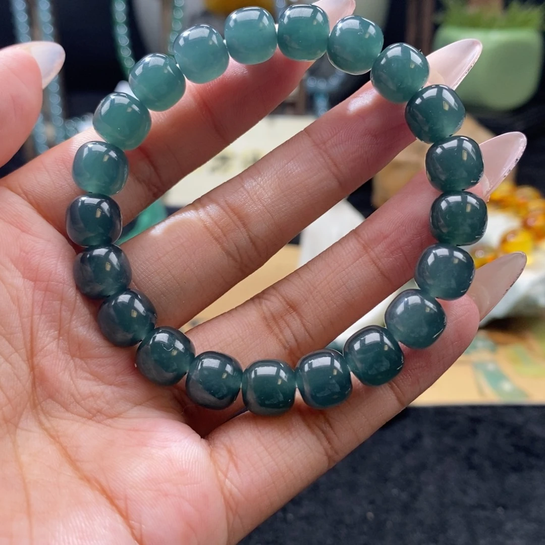 翡翠未镶嵌手链卡9.7mm老型21颗新款