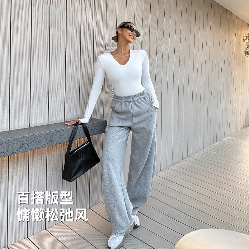 阔腿裤时尚保暖显瘦直筒长裤直筒裤休闲裤加绒加厚休闲百搭