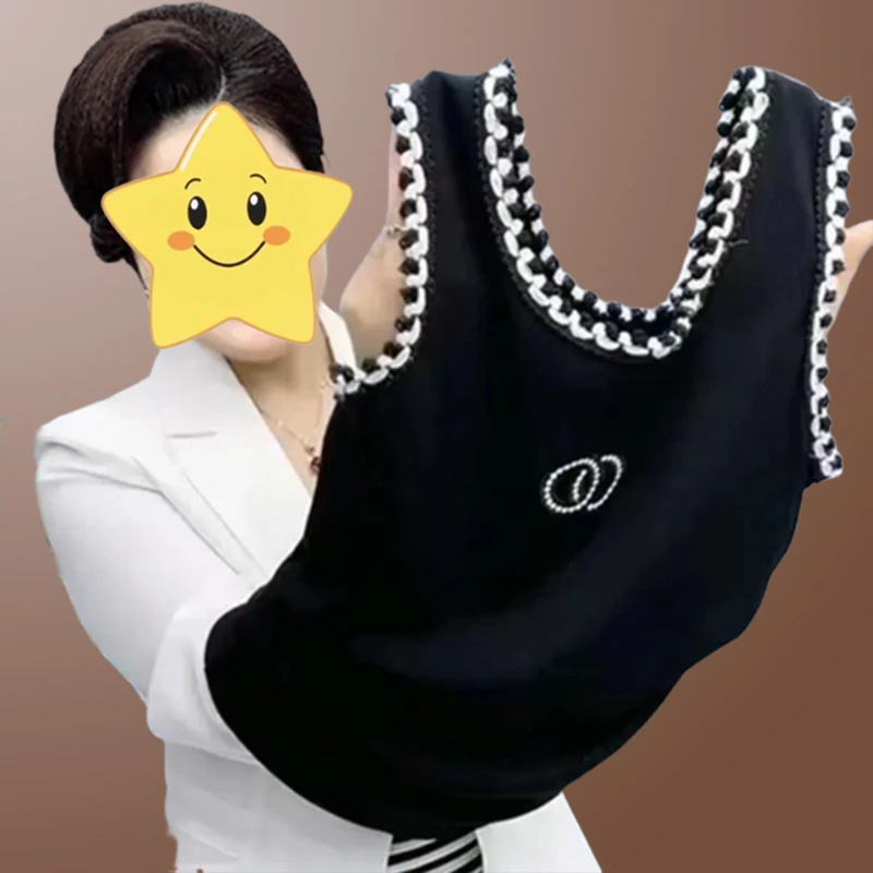 气质优雅风百搭针织背心女士2025夏季新款爆款舒适感条纹通勤上衣