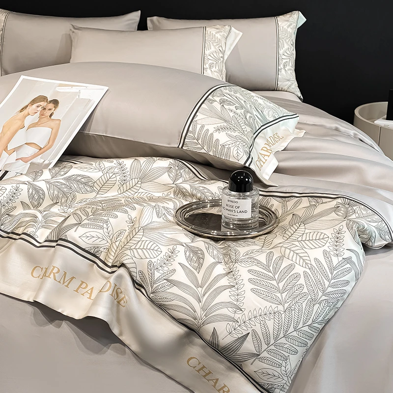 轻奢高级感水洗冰丝四件套夏季丝滑裸睡被套床单人床上用品三件套