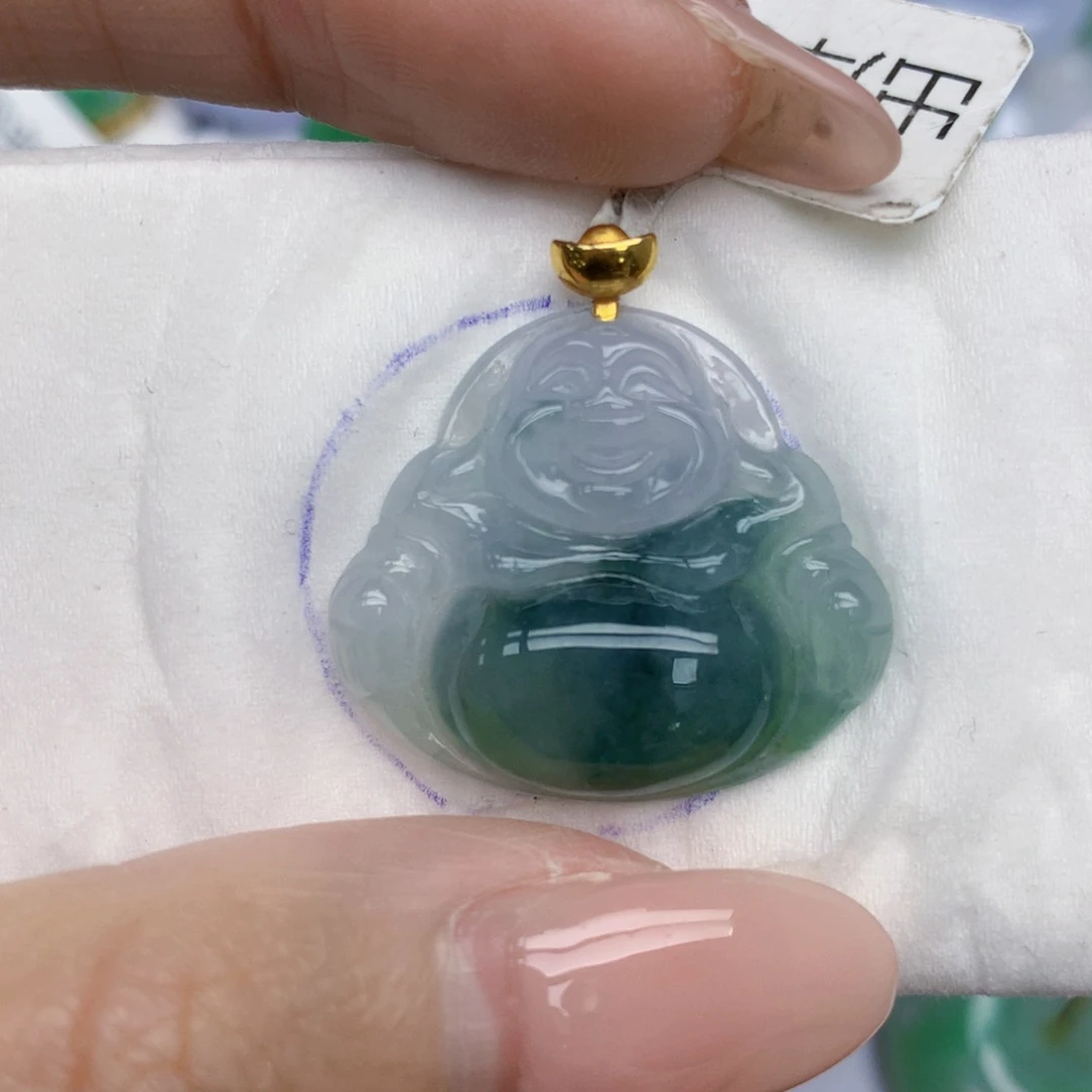 翡翠18K金镶嵌颈饰天然缅甸翡翠a货百元以上9元证书费自理