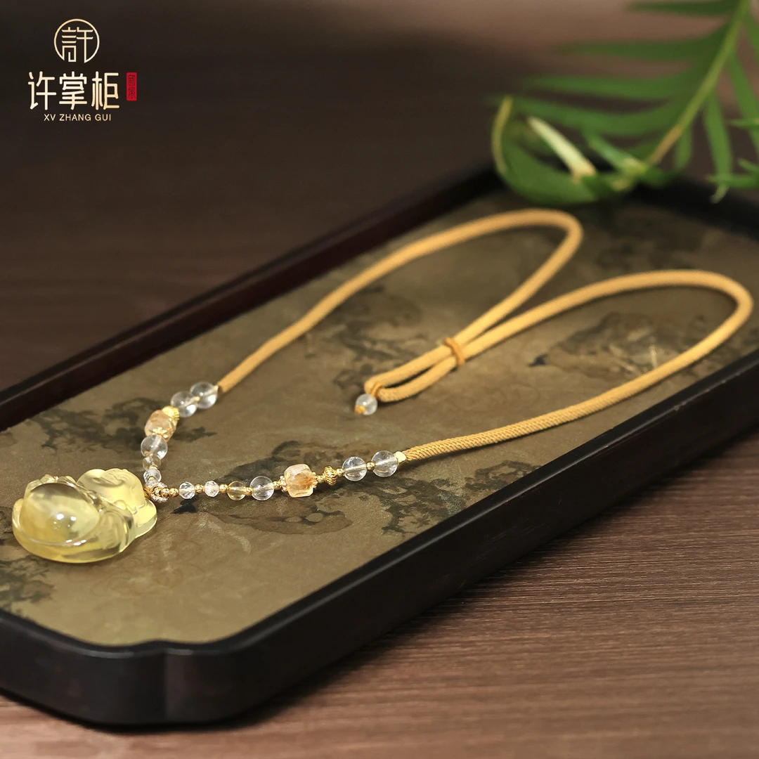许掌柜｜天然黄水晶佛公配饰吊坠DIY百搭气质优雅大气个性精美精致