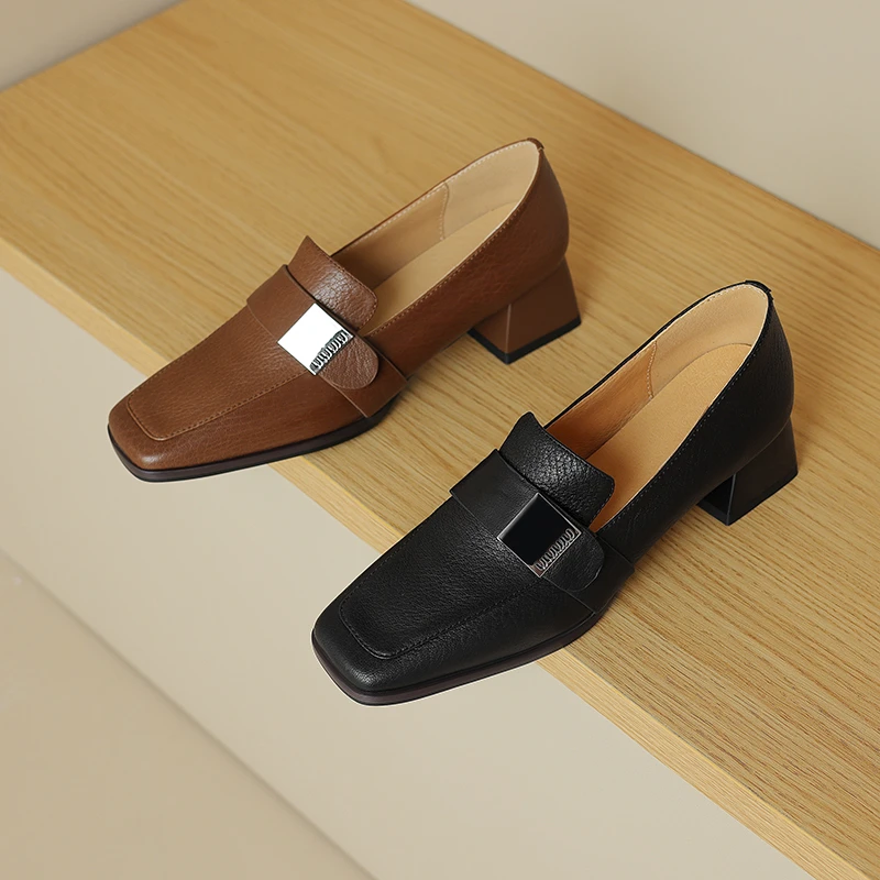 跟高4.5CM/34-39/百搭气质时尚舒适柔软粗跟休闲日常法式洋气单鞋