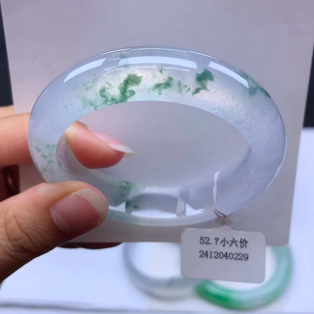 未镶嵌手镯翡翠53冰飘花正圈（具体价格咨询客服）
