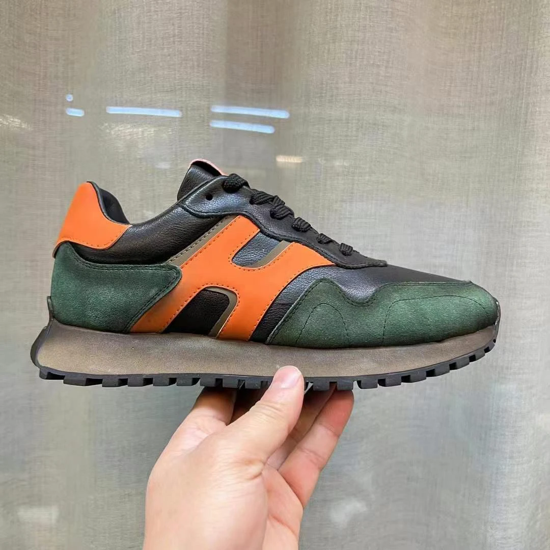 欧洲站潮牌男鞋2024冬季新款真皮运动时尚休闲鞋男士阿甘鞋德训鞋