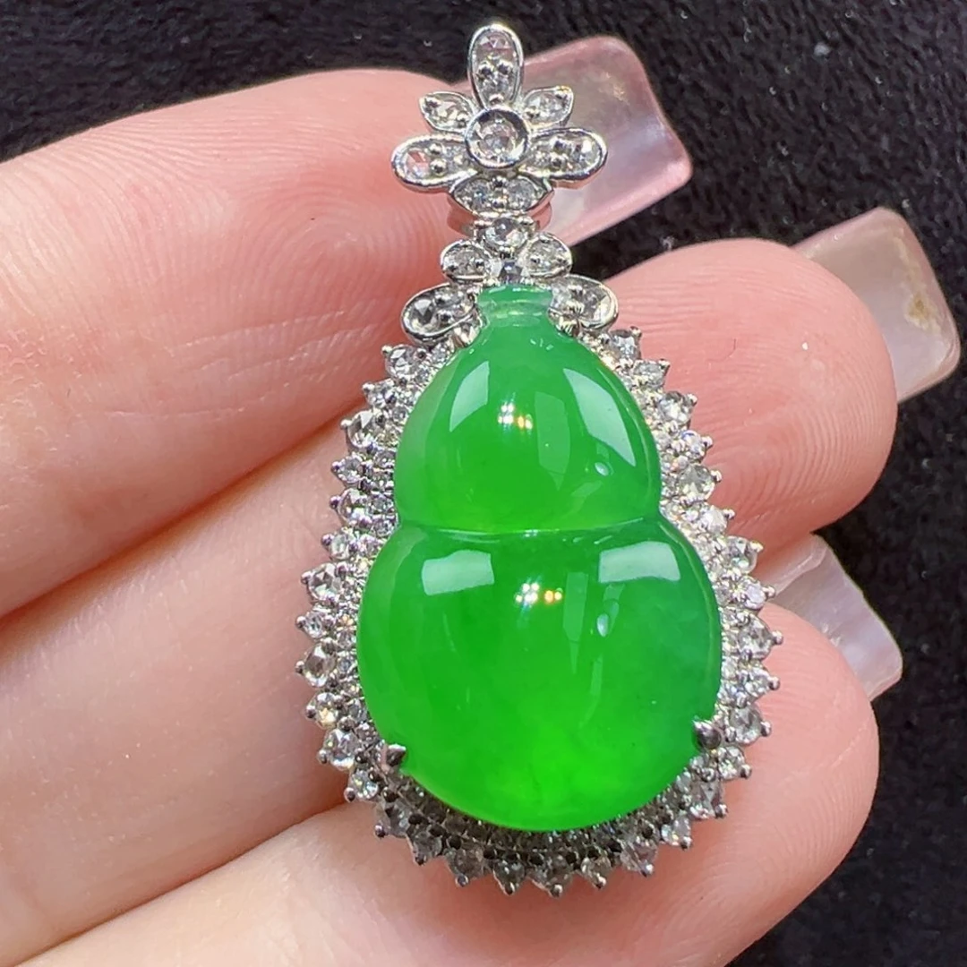 翡翠18K金镶嵌吊坠(不含链)吊坠