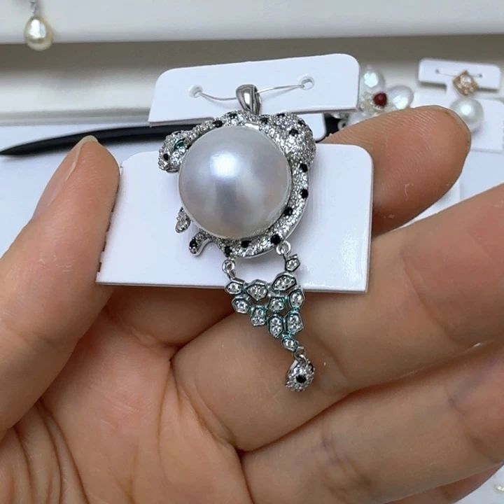 海水珍珠银S925镶嵌颈饰