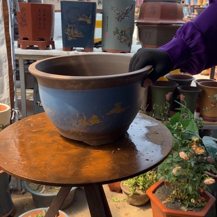 宜兴紫砂花盆30蓝山