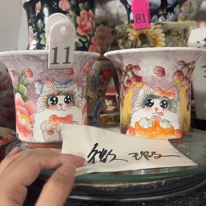 景德镇手绘花盆满38包邮偏远地区除外