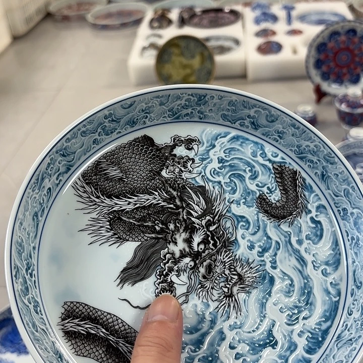 瓷片墨龙游海大胡乘