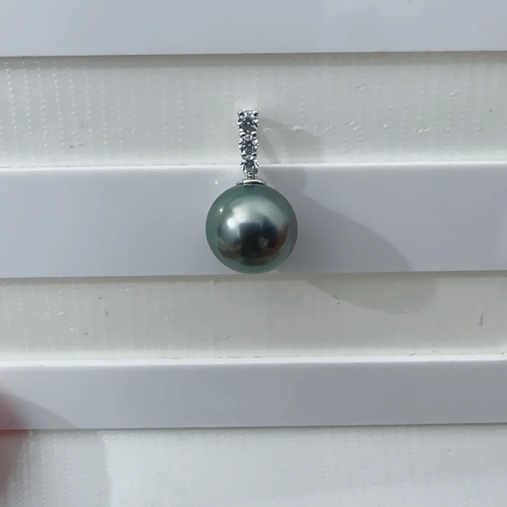 18K金镶嵌海水珍珠颈饰大溪地珍珠吊坠10-11