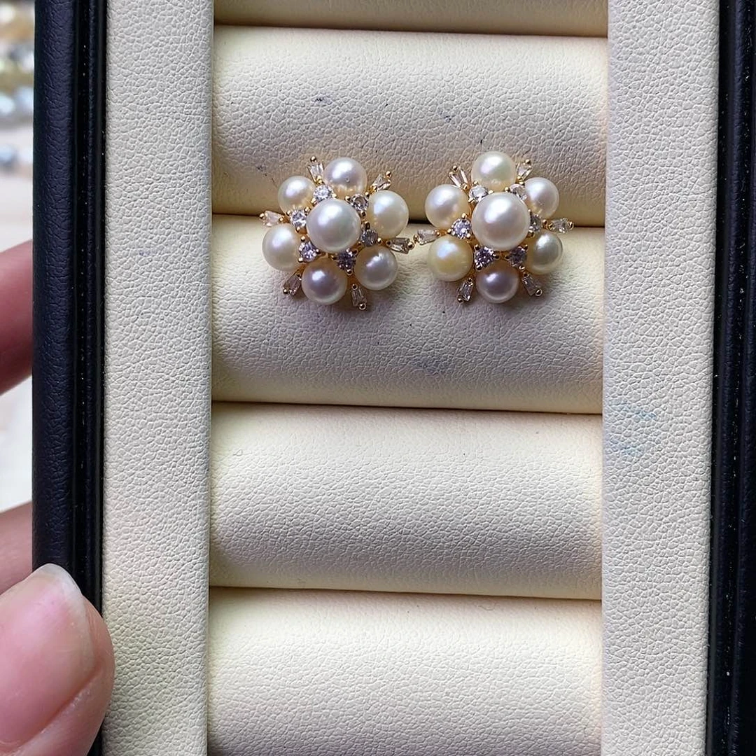 海水珍珠耳饰银S925镶嵌