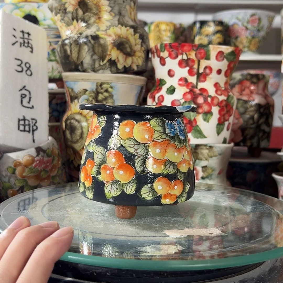 景德镇手绘花盆幸运花盆