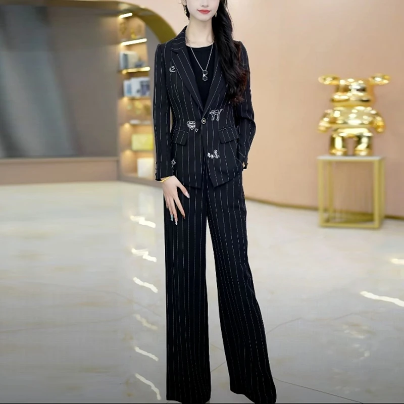 时尚韩版减龄气质两件套女2025年秋季新款洋气优雅阔腿裤休闲套装