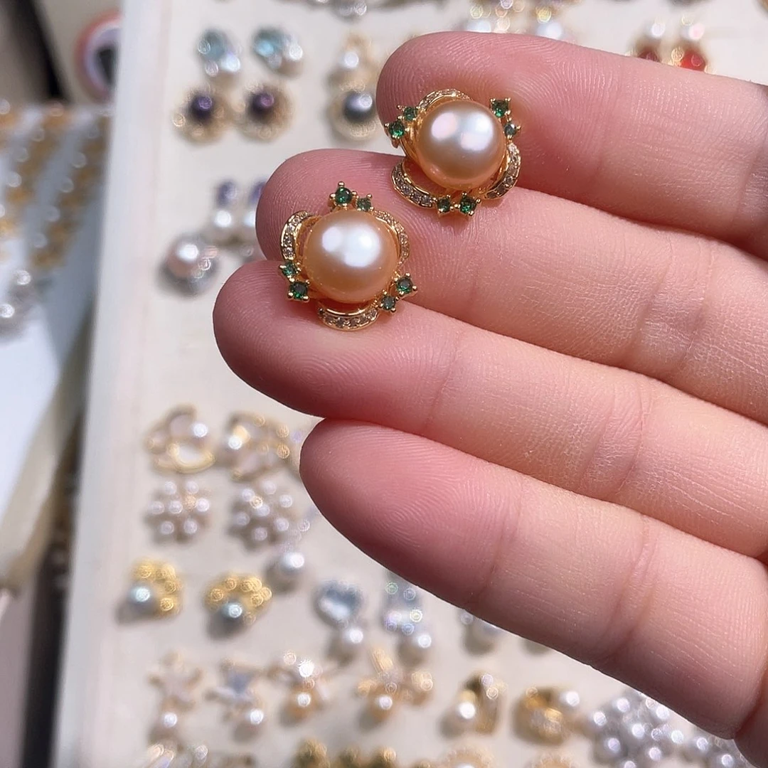 合金淡水珍珠耳饰