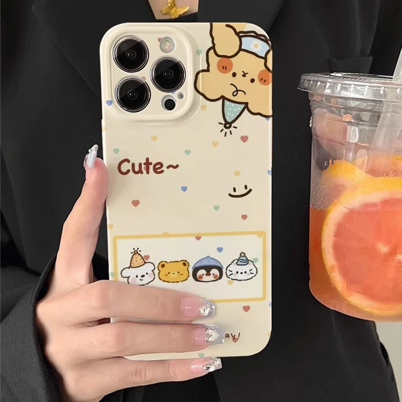 可爱四小只菲林适用于iPhone苹果16手机壳华为苹果16发黄手机壳