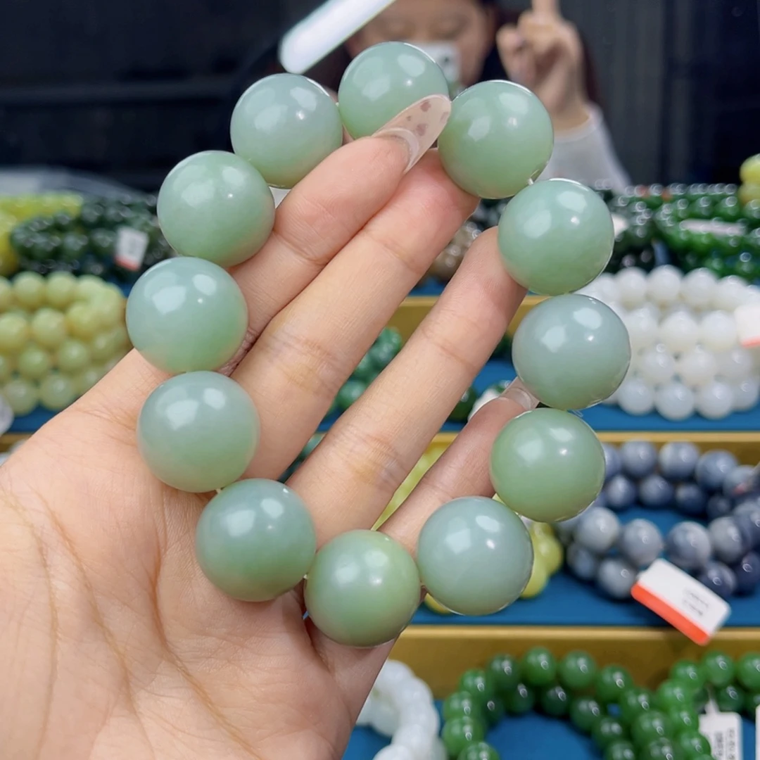 和田玉未镶嵌手链天然和田玉新疆且末天空蓝手串20