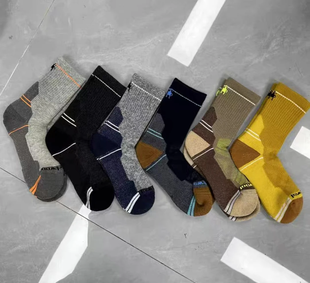 美利奴聪明小羊保暖中筒袜条纹极简风春季提花